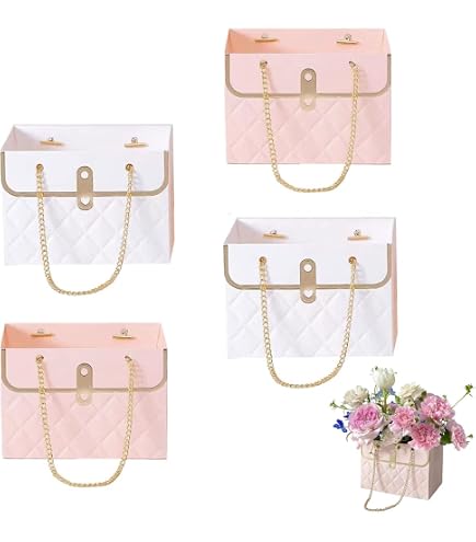 Whaline Papierblumentüten Mit Metallkette – 6 Stück, Weiß, 15x10x10,5 Cm, Für Blumensträuße & Geschenke