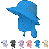 Outdoor Kids Sun Hats with Neck Flap Boys Girls Wide Brim UPF 50+ UV Protection Children Bucket Hat Safari Hat