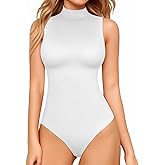 MANGOPOP Women's Mock Turtle Neck Sleeveless Tank Tops Bodysuit Leotard Clothing