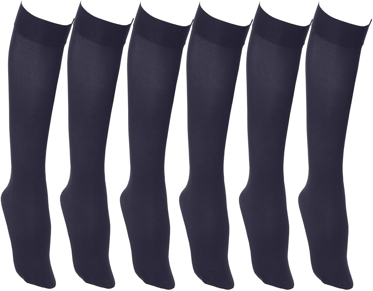 Women’s Trouser Socks, Opaque Stretchy Nylon Knee High, Many Colors, 6