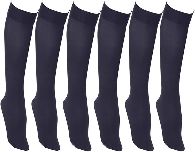 Women’s Trouser Socks, Opaque Stretchy Nylon Knee High, Many Colors, 6
