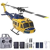 Authticar RC Helicopter, 1:48 Scale UH-1 Huey Military Helicopter with 6CH Single Propeller Aileronless, 6 axis Gyro Stabilization, Altitude Holding, One Key Function (2 Batteries)