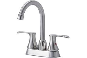 Comllen 2 Handle 4 Inch Brushed Nickel Bathroom Faucet, Modern Camper Centerset Vanity Faucet Brushed Nickel Stainless Steel RV Lavatory Bathroom Sink Faucets 3 Hole