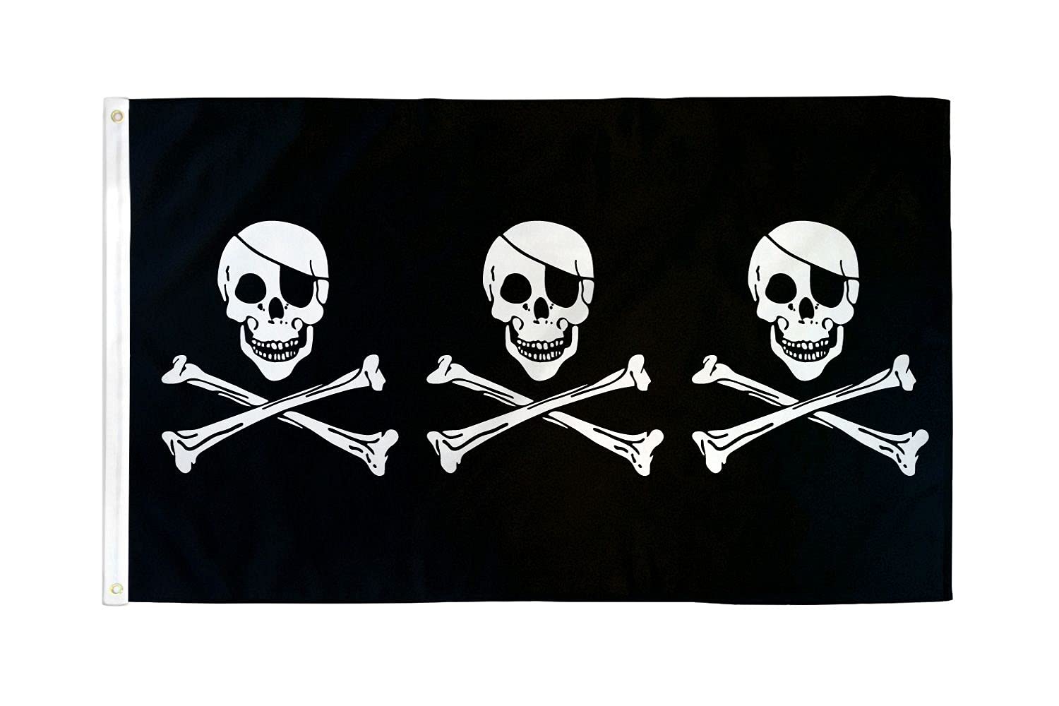 AZ FLAG - 3 Skulls Pirate Flag - 3x5 Ft - 100D Polyester Skull Pirates Banner with Two Metal Grommets - Fade Resistant - Vivid Colors - 3' x 5' Feet - 150x90 Cm