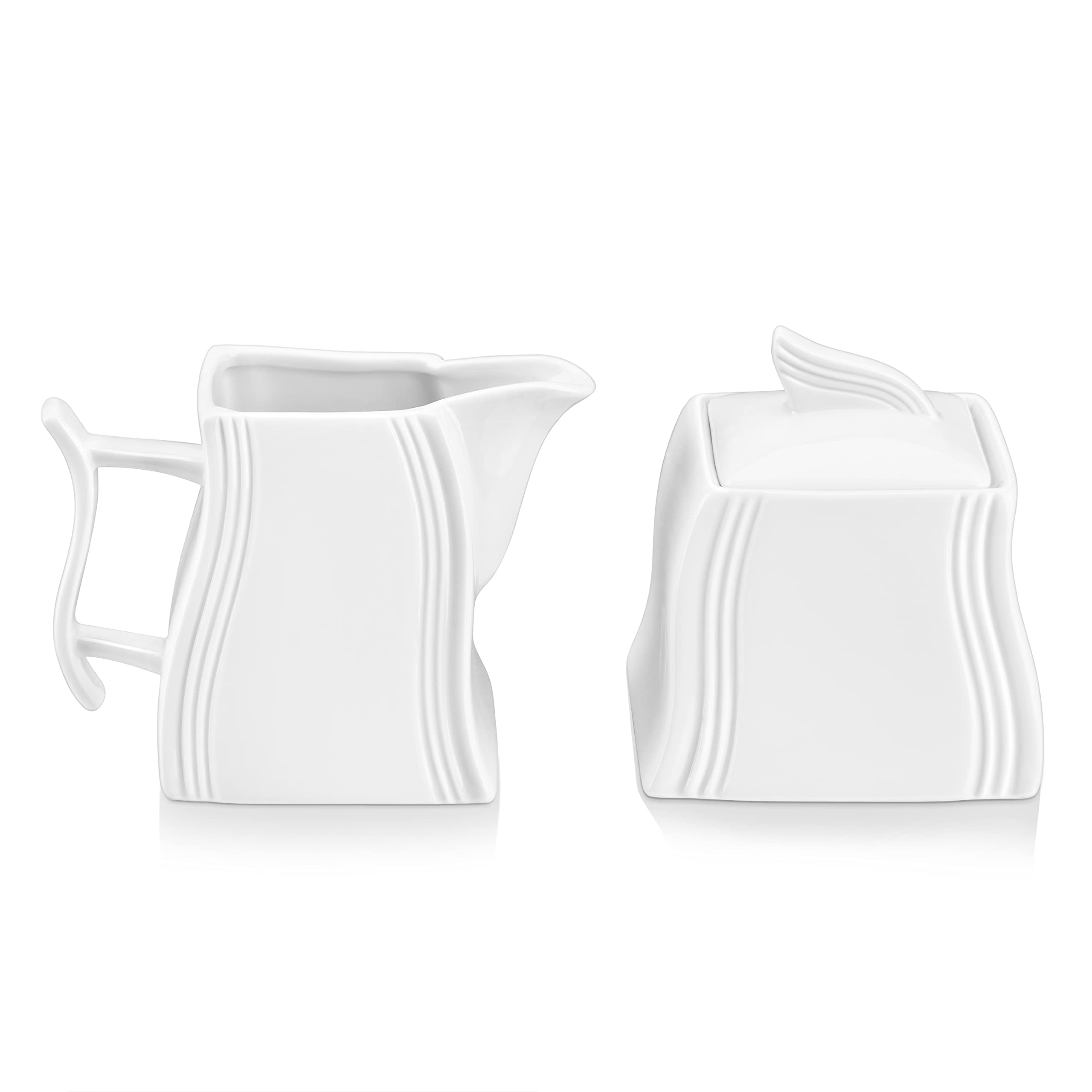 Malacasa Flora Series 3-Piece Milk and Sugar Set with Lid, Milk Jug, Sugar Bowl, Milk and Sugar Containers Ceramic Kitchen Accessories
