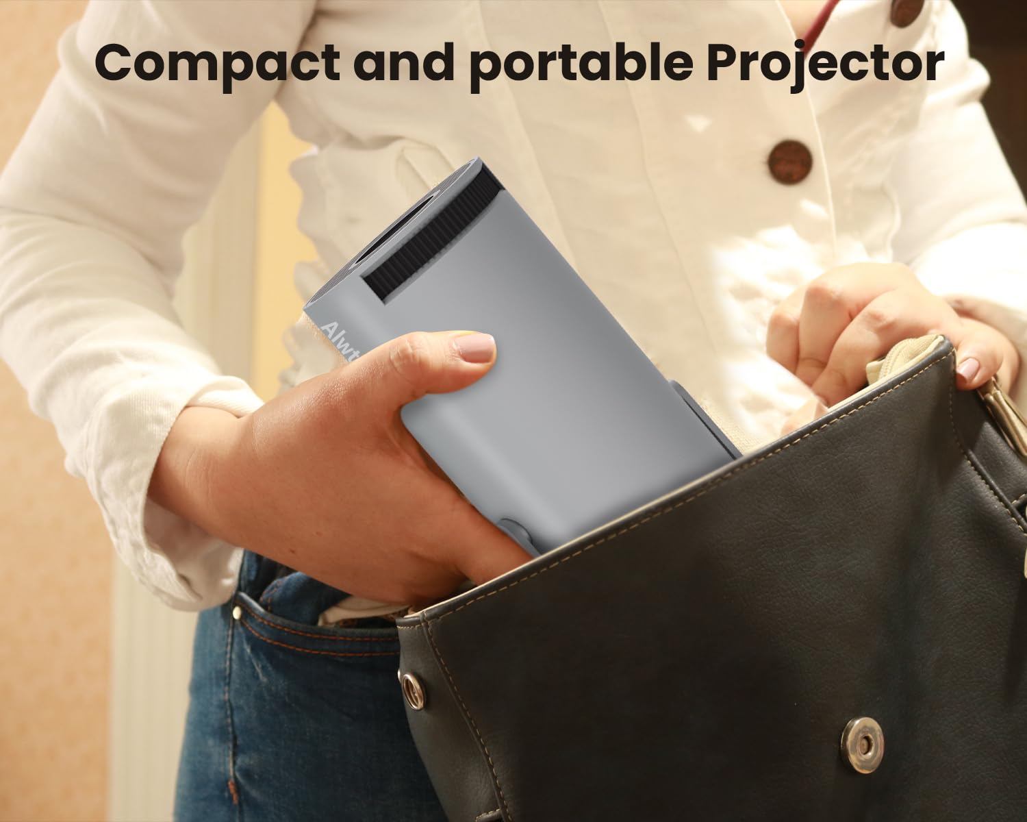 Mini Portable Projector 5G WiFi BT5.0, Smart Projector Support 4K 1080P Auto Keystone, Room projector 180° Rotatable, 130 Inch Display Compatible with Phone, ipad, TV Stick, HD