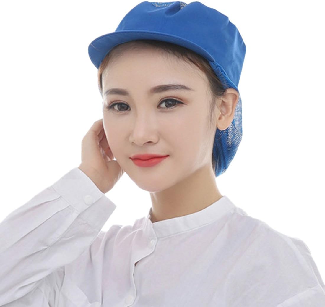 Zhaoke Women Working Hat Mesh Snood Kitchen Cap Catering Chef Hat Blue