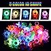 Mikulala Birthday Party Favors for Kids Prizes 25 Pack Flashing LED Light Up Rings Toys Bulk Boys Girls Gift Blinky Glow in The Dark Party Supplies 5 Color 10 Shape Goodie Bag Fillers