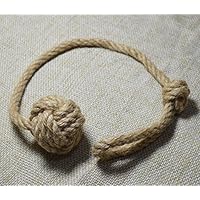 Baihoo Set of 2 Natural Jute Rope Knot Tie-Backs, Drape Holdbacks, Curtain Tiebacks