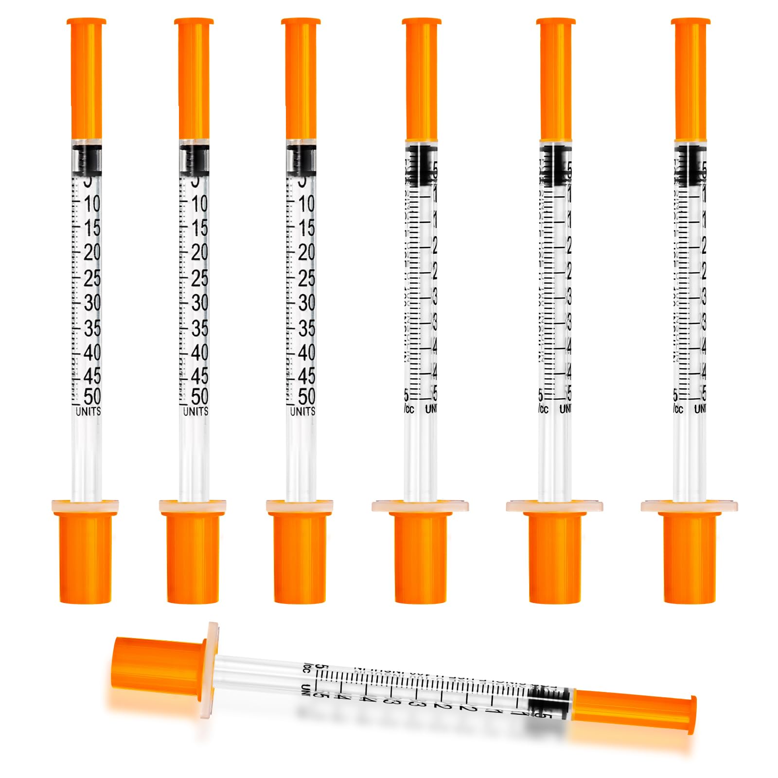 Photo 1 of 0.5ml Syringe with Cap, 31G 1/4" 6mm 1/2cc Syringes, Disposable Individual Package, Pack of 100