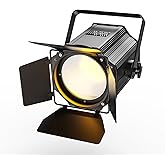 Stage Lights with Barn Doors, 200W COB LED Par Can Lights Spotlights, 2 in 1 Cool White & Warm White DMX512 Sound Activated U