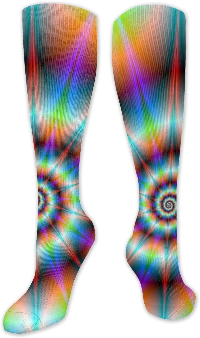 Needyo Compression Socks Spiral Psychedelic Tie Dye Rainbow Stockings for Running,Medical,Athletic,Edema,Varicose Veins,Travel,Pregnancy