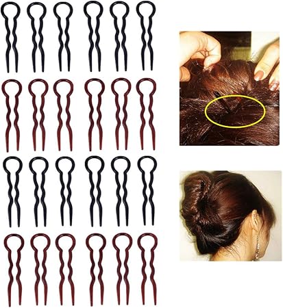 Amazon Kingsie ヘアピン 24本セット Uピン コーム まとめ髪 ヘアスタイリング 髪飾り ヘアアクセサリー 黒 ブラウン Kingsie ヘアピン 通販