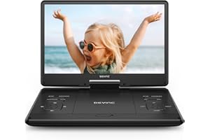 DEVINC 16.9" Portable DVD Player with 14.1" Large HD Screen, Support Multiple DVD CD Formats/USB/SD Card, 6 Hours Rechargeable Battery, Sync TV, Dual Speakers, Car DVD Player, Regions Free