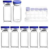 otwooi 10ml Sealed Empty Vials for Injection, Transparent Glass Vials Self-Healing Injection Port, Liquid Sample Storage Vial