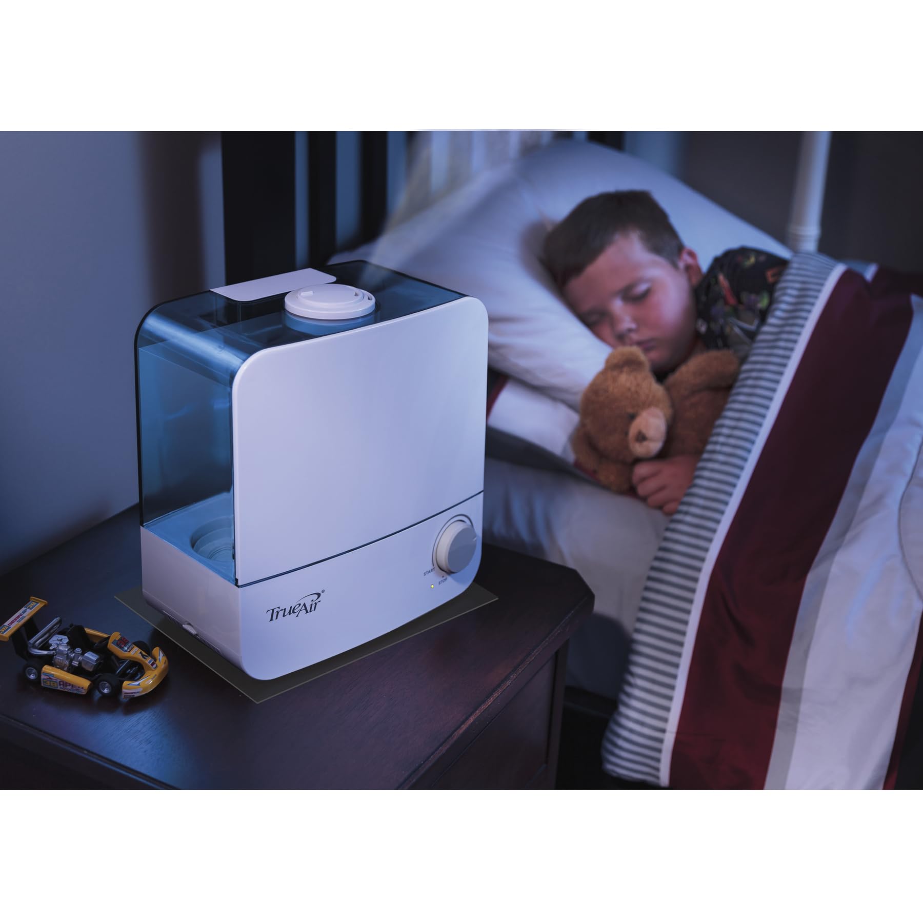 Hamilton Beach TrueAir Cool Mist Humidifiers for Bedroom Large Room, 5.5L, Whisper Quiet, Rotating Nozzle, Auto-Shutoff, Filter-Free, White (04700)