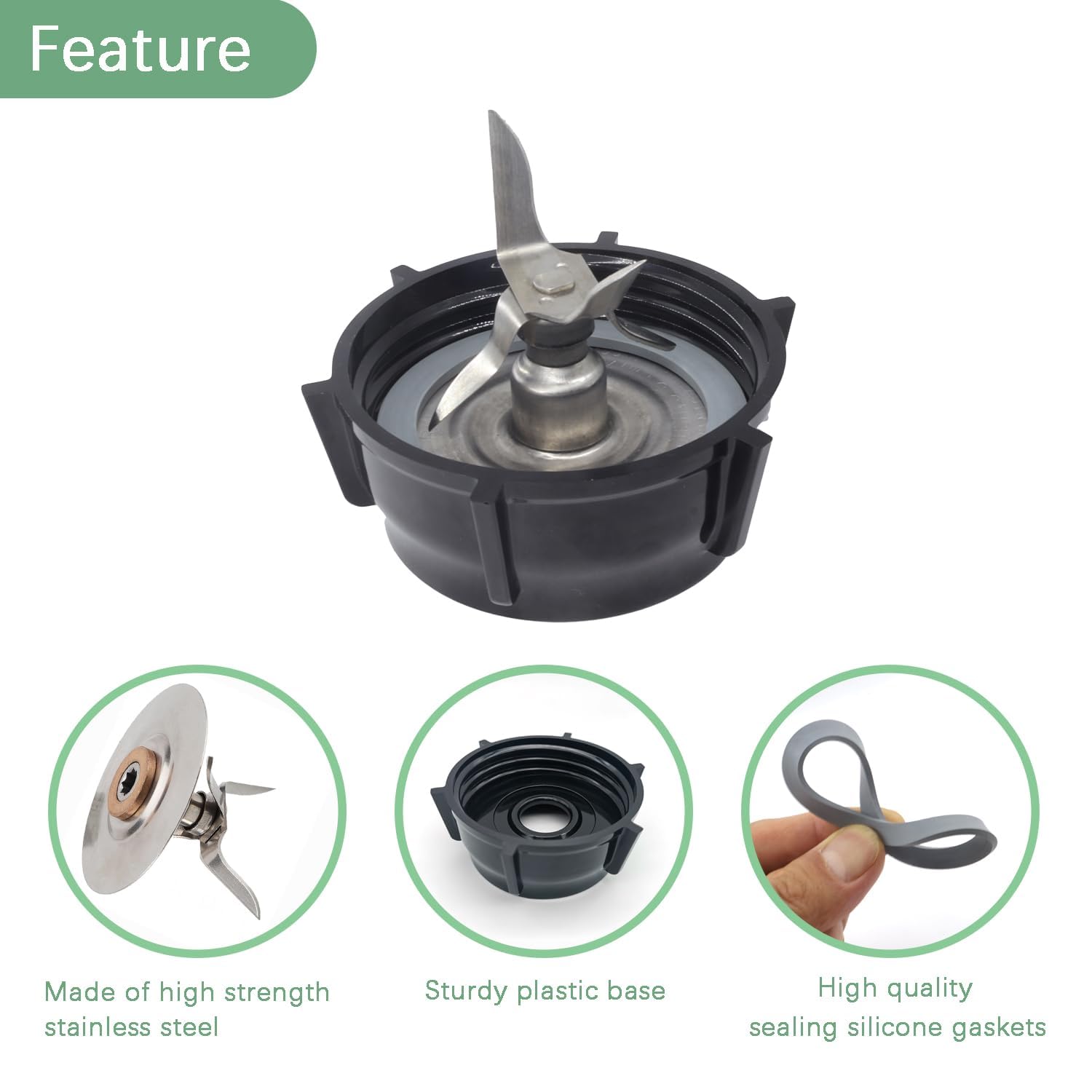 for Oster Blender Replacement Parts Blender Ice Blade with Jar Base Cap and Two Rubber O Ring Seal Gasket Compatible With Oster Osterizer Blender Accessories