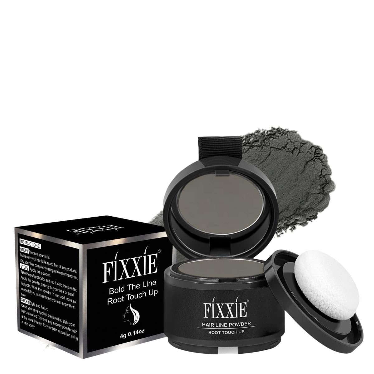 Hairline Powder, Root Touch Up Hair Powder, Instant Hair Loss Concealer for Thinning Hair, Windproof & Sweatproof Root Cover Up with Mirror and Puff (Grey)