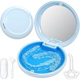 Orthodontic Retainer Case Aligner Mouth Guard Storage Box,Blue Blue | Vent Holes,Easy to Carry,Slim Size for Travel,Ample Storage,Soft Silicone Pad,Magnetic Closure