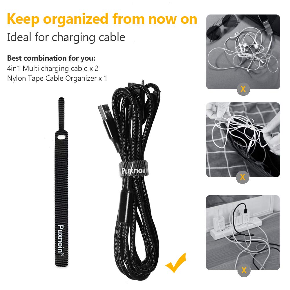 Multi Charging Cable, Multi Charger Cable 2Pack 4FT Nylon Braided Universal 4 in 1 Multiple USB Cable Fast Charging Cord Adapter with Type-C, Micro USB Port Connectors for Cell Phones Tablets and More: Industrial & Scientific