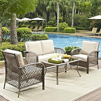 Amazon.com: Tribeca 4 Piece Deep Seating Group Outdoor ...