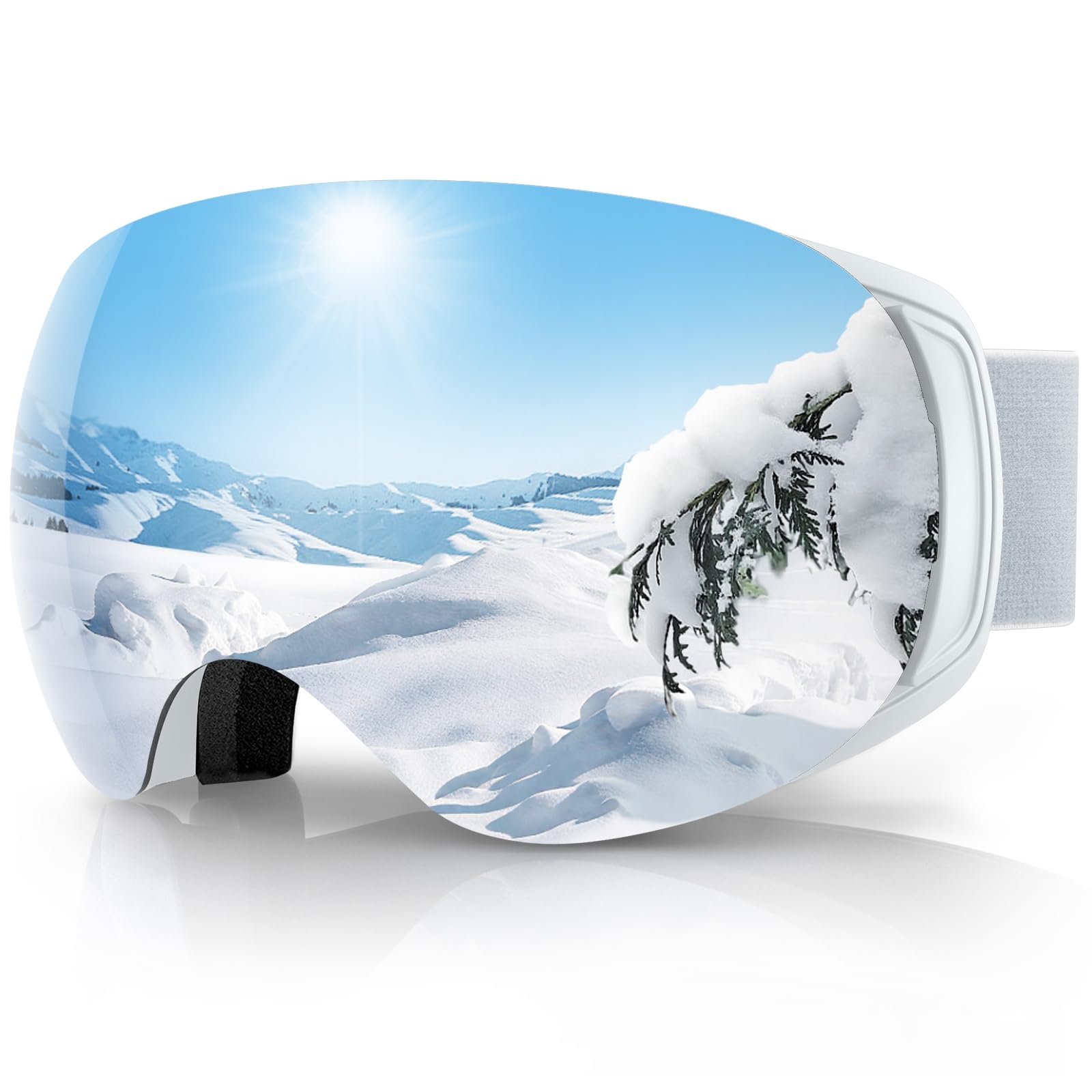 Findway Ski Goggles,Snowboard Goggles for Men Womens Ladies Over Glasses OTG, Magnetic Interchangeable Spherical Lens,Anti-fog 100% UV Protection, Anti-glare Goggles for Skiing Snowboarding
