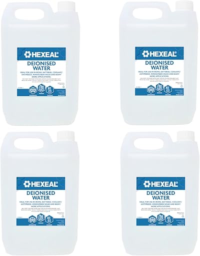 Hexeal Deionised Water 20L 4x5L for Irons, Windscreen, Lab Use High Purity