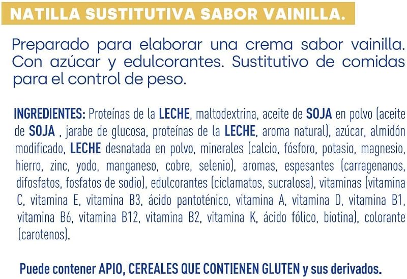- Natillas de Vainilla, Crema Sustitutiva de Comidas para Adelgazar, Bajas en Calorías, Ayudan a Perder y Controlar el Peso, con Proteínas, Vitaminas y Minerales - 6 x 50 g: 300 g — foto 3 de 7