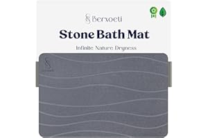 BERXOETI Stone Bath Mat, Diatomaceous Earth Bath Mat Stone - Ultra Quick Drying Stone Bath Mat | Non-Slip, Dry Fast Solid Super Absorbent Stone Bath Mats for Bathroom, Stone Shower Mat