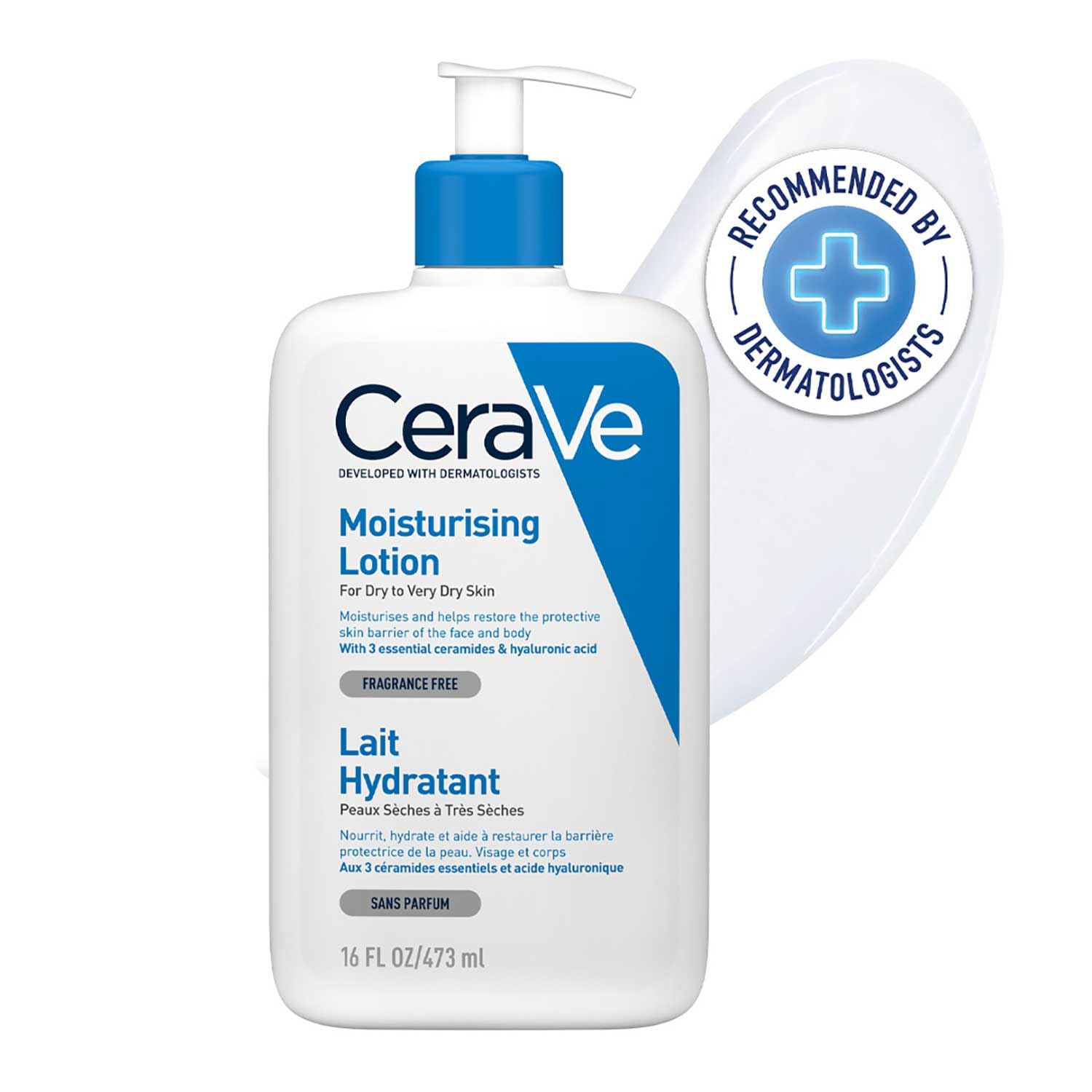 CeraVe Moisturising Lotion, for normal to very dry skin, Enriched with 3 Essential Ceramides, Hyaluronic Acid and MVe technology, CeraVe face moisturiser, Daily Hydrating Moisturiser, 473ml
