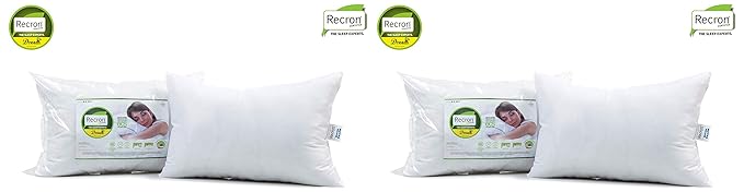 Recron Certified Dream Fibre Pillow - 41 cm x 61 cm, White, 2 Piece & Dream Fibre Pillow - 43 cm