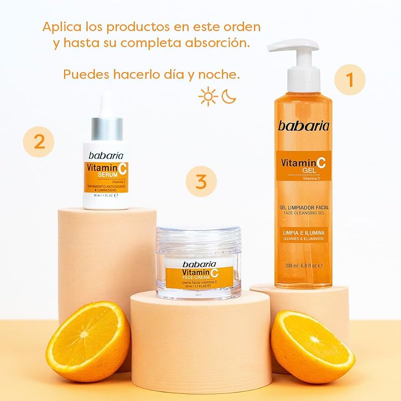 Babaria - sérum facial vitamina c 30ml | cuidado facial feminino antienvelhecimento | vitamina c sérum pele luminosa | tratamento antioxidante | anti-manchas | uso diário dia e noite | 100% vegano