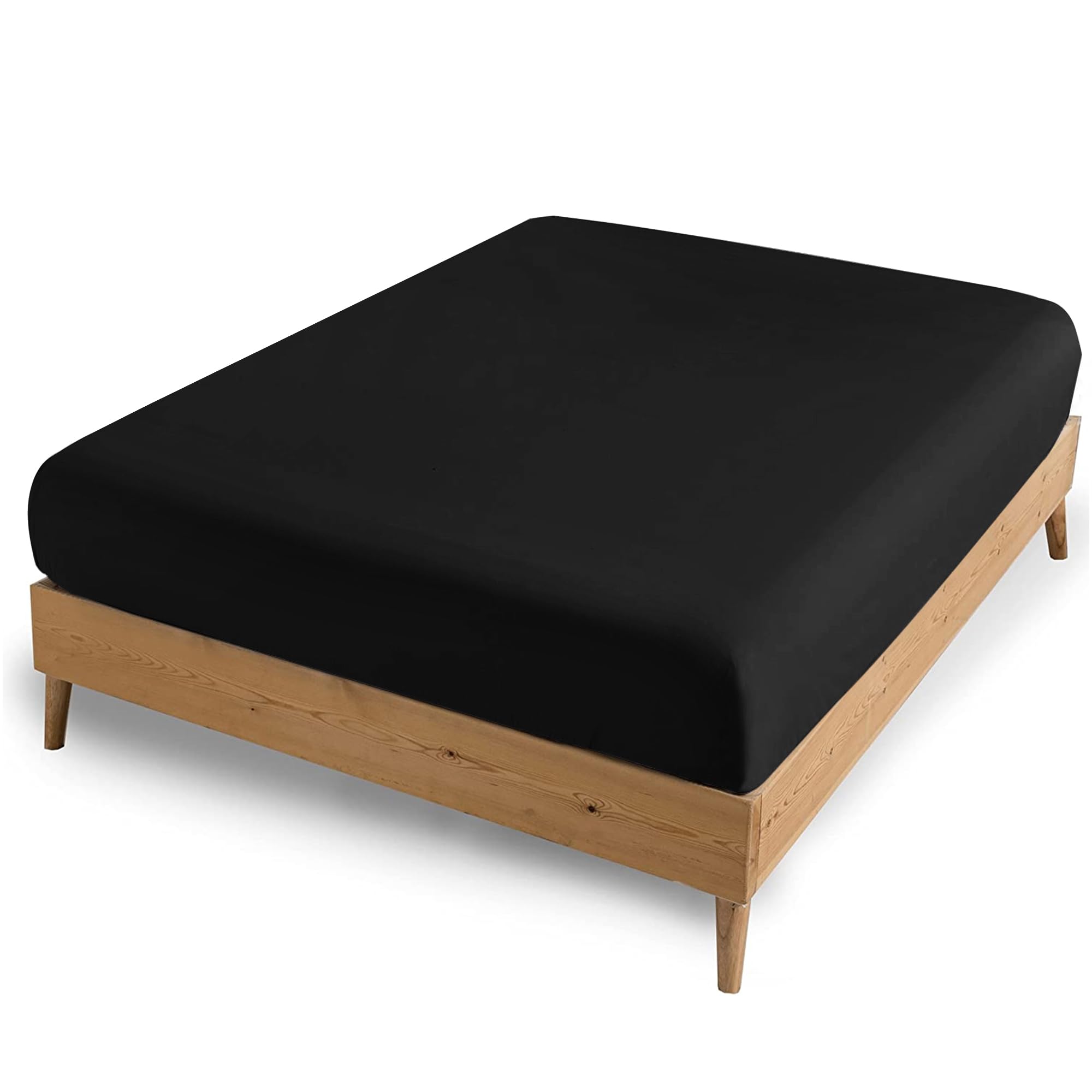 AMEHA Super King Fitted Sheet - Black Bed Sheets Extra Deep Pocket 40CM made of Soft Brushed Microfiber for Super King Bed – Easy Care Shrinkage and Fade Resistant