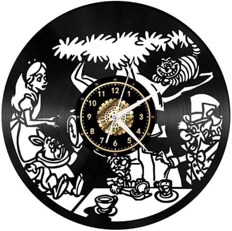 Amazon Co Jp Mendder ブラックラバーレコードの壁掛け時計 黒い接着剤時計 漫画の映画 創造的です 祭り ギフト ギフト Ledライトなし ホーム キッチン