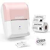 KNAON 2-inch Label Maker Machine with Tape, Portable Thermal Sticker Maker with 230 Labels, Wireless App & Bluetooth Connectivity for Home,Office,Business & School - Compact Label Machine, Pink