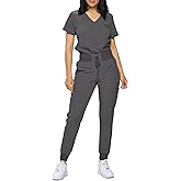 Monarch Uniforms Slim Fit Stretchy Scrubs Women's Jogger Scrub Set Slim Jogger Scrubs with Tuck-In Top for Women