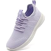 FUJEAK Womens Running Shoes Athletic Tennis Sports Sneakers Casual Slip on Walking Shoes Gym Workout Shoes Fashion Sneakers Non Slip Light_Purple Size 7.5