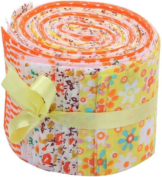 CraftsFabrics 20 pcs 2.4 Inches Pre-Cut Jelly Rolls Strips Fabric 100% Cotton (2.4x42 inches) (for Quilting, Scrapbooking, Arts & Crafts, DIY Projects) (Orange)