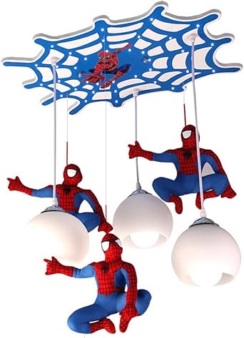 Carys Led Deckenleuchte Pendelleuchte Deckenlampe Hangelampe Kinderzimmer Hangeleuchte Spiderman 3 Flammig Lampenschirm Wohnzimmer Junge Madchen Kronleuchter Esszimmer E27 Lampe Blau Schlafzimmer