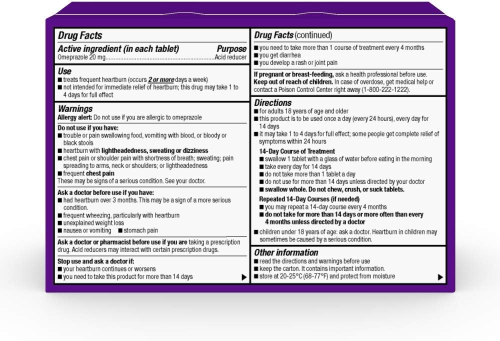  Basic Care Omeprazole Delayed Release Tablets 20 mg, Acid Reducer, Wildberry Mint Coated Tablet, 42 Count: Health & Personal Care