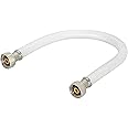 Eastman 30 Inch x 1/2 Inch FIP Flexible Faucet Connector, PVC Supply Hose Line with Nickel-Plated Brass Nuts, White, 48910