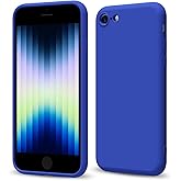 Svaove for iPhone SE Case Silicone 2nd 3rd Generation 2022 2020, Thin Ultra Slim Minimalist Phone Cover, Girly Cute Plain Bright Solid Color Matte Soft Rubber Jelly Gel Plastic TPU Bumper, Royal Blue