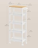 VASAGLE 5-Tier Trolley Space-Saving Kitchen Cart Oak Beige White LRC035W09 view 7