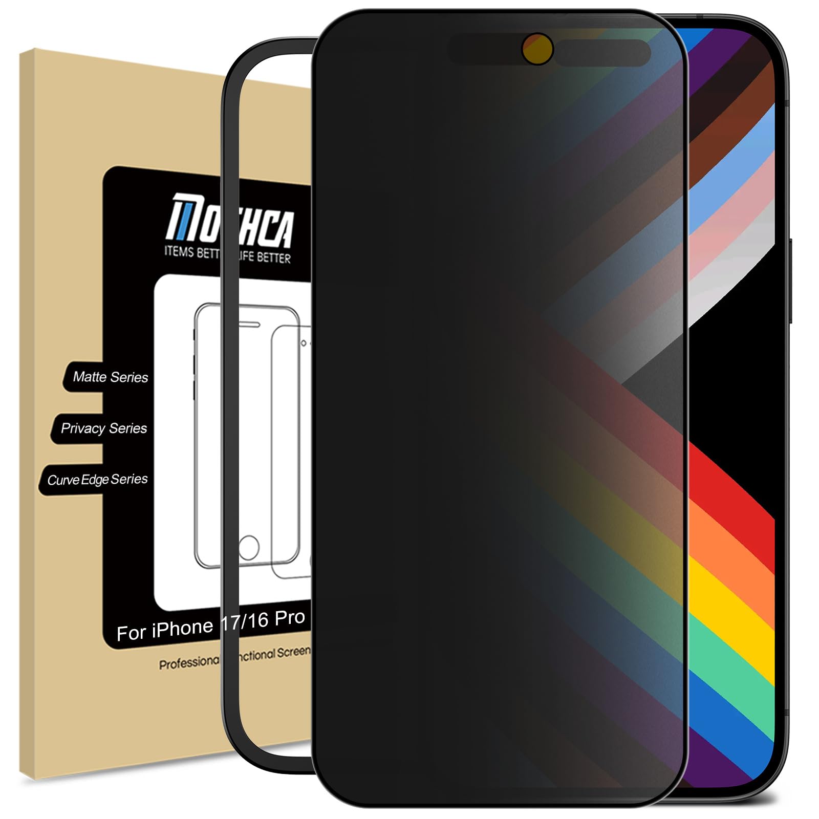 Photo 1 of Mothca Matte Privacy Screen Protector for iPhone 17 / iPhone 16 Pro [6.3 inch] with Easy Installation Tool, Anti Spy Anti Glare Full Coverage Tempered Glass, Anti-Fingerprint, Smooth as Silk