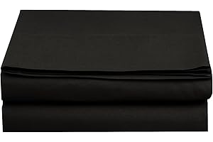 Elegant Comfort Flat Sheet Wrinkle-Free Egyptian Quality 1-Piece Flat Sheet, Full Size, Black