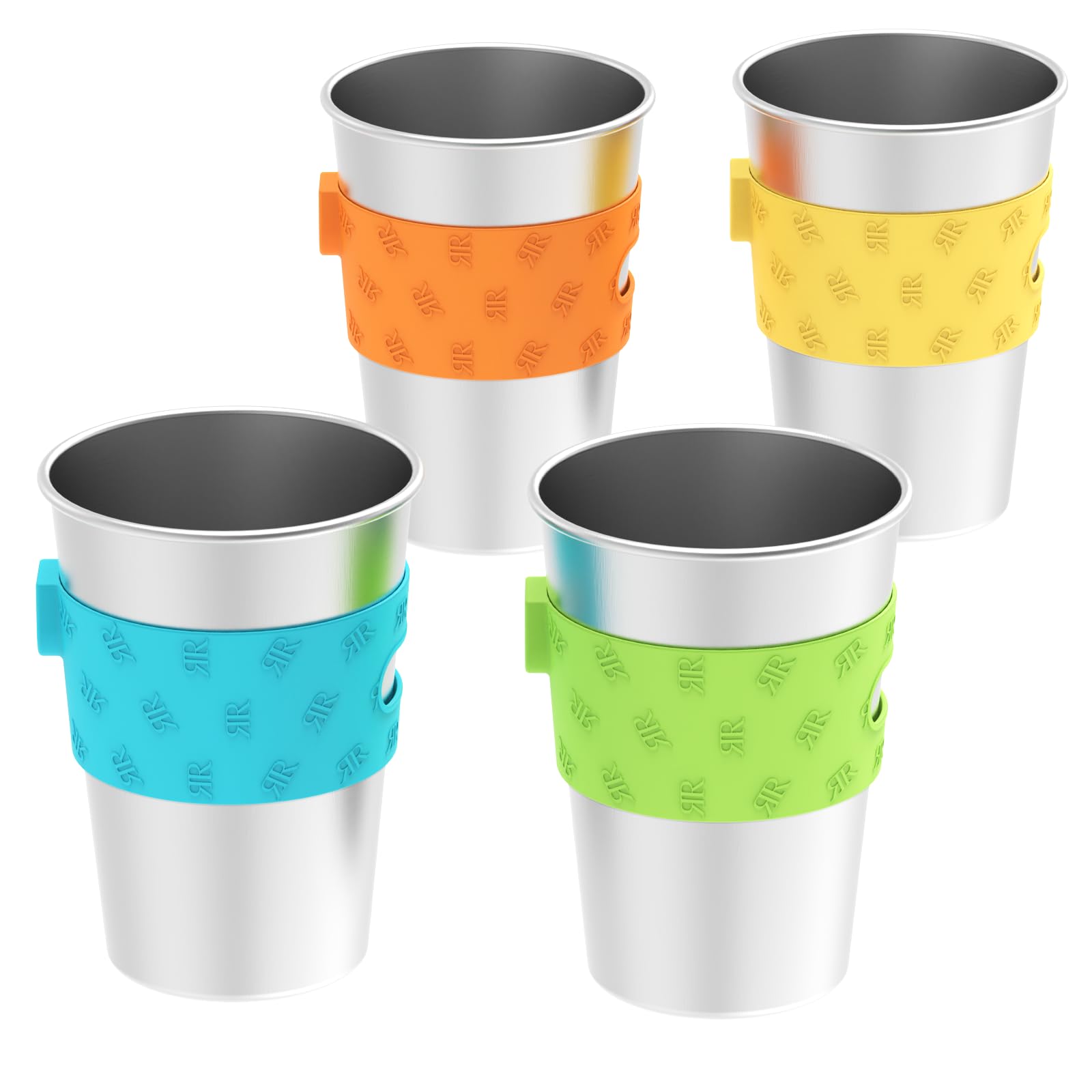 Photo 1 of Rich&Ray 4 Pack Magnetic Fridge Cups, 12 oz Reusable Hanging on Fridge Magnetic Hanging Cup, Stainless Steel Cups with Silicone Cup Holder for Fridges or Water Coolers
