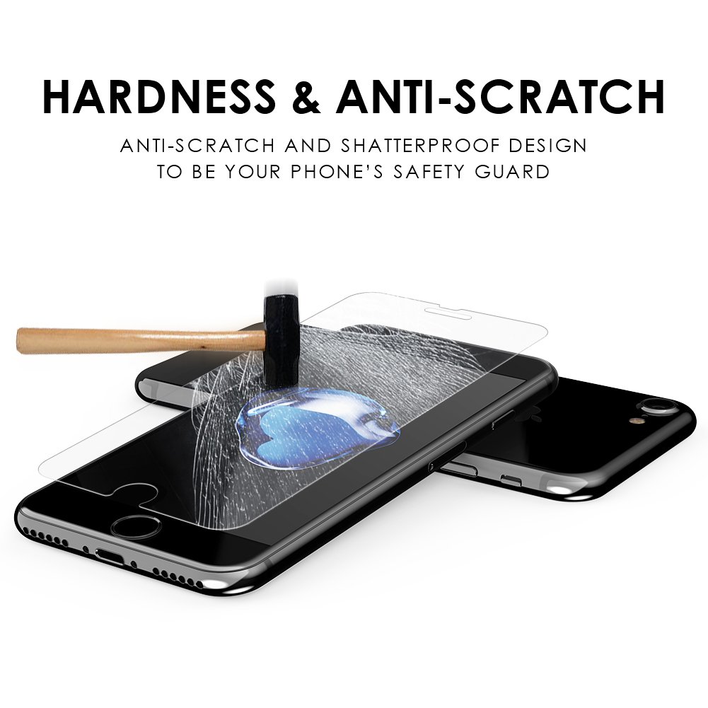 Tembin Tempered Glass Screen Protector,3D Nanometer Screen Guard,High Definition Film Protection Ultra-clear 9H Hardness Anti Fingerprint & Anti Glare Case Friendly for iPhone 7 8 Plus [2 Pack]