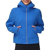 THE GYM PEOPLE Women's Full-Zip Up Hoodies Jacket Fleece Workout Crop Tops Sweatshirts with Pockets Thumb Hole