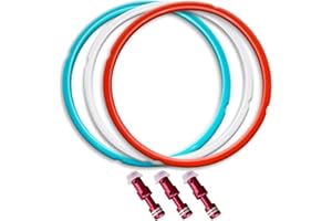 NEWKITON 6QT Silicone Sealing Ring 3 Pack with 3 Float Valves, Savory Sky Blue & Sweet Cherry Red & Common Transparent White …