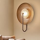 Hyunbae Mid Century Modern Wall Sconces Indoor, Dimmable LED Wall Sconce with Fluted Glass Shade, Brass Wall Lights for Livin